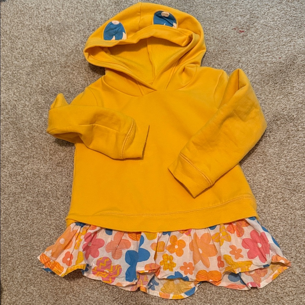 Tucker + Tate Yellow Hoodie with Floral Hem